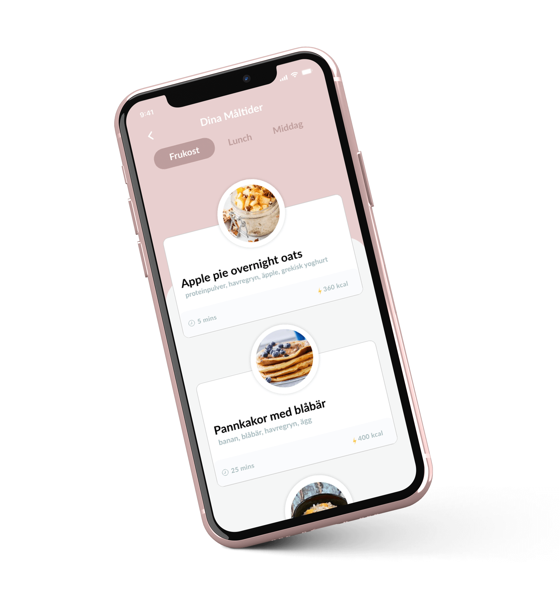 app showcasing mealplan